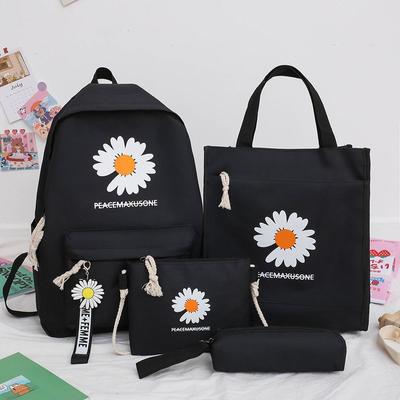 4 stks/set Schoolrugzakken Schooltas Daisy Canvas voor Tieners Meisjes Student Boekentas