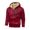 Men's Solid Color Zippered Fleece Hooded Sweatshirt Jacket Men's Sports Large Size Casual Fleece Sweatshirt Jacket
