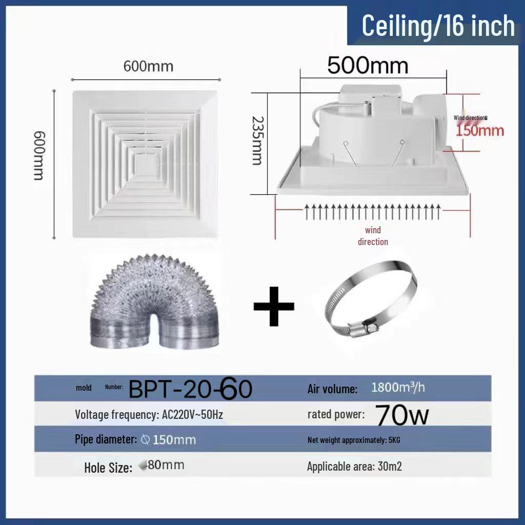 Ceiling-Mounted Silent Ventilation Fan for Kitchen and Bathroom