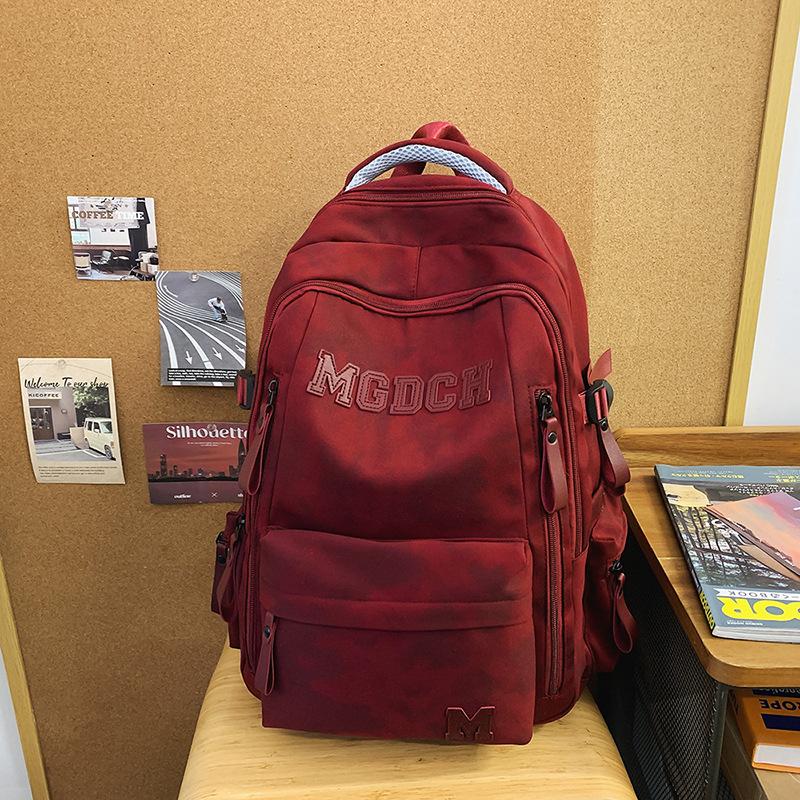 Trend College Student Couple Leisure Travel Backpack High Quality Middle And High School Students Multi-Compartment Backpack single pack красный