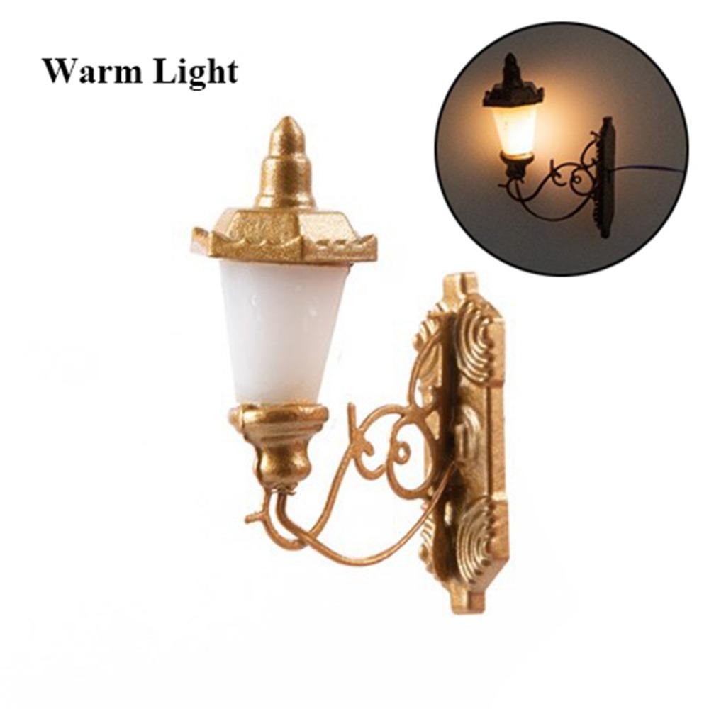2.2*2.8cm White/Warm Light Model ABS Metal Material Sand Table Chandelier New Dollhouse Wall Lamp