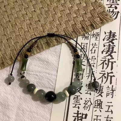 Chinese Style Braided Rope Bracelet Vintage Antique Bracelet New Bamboo Beaded Bracelet