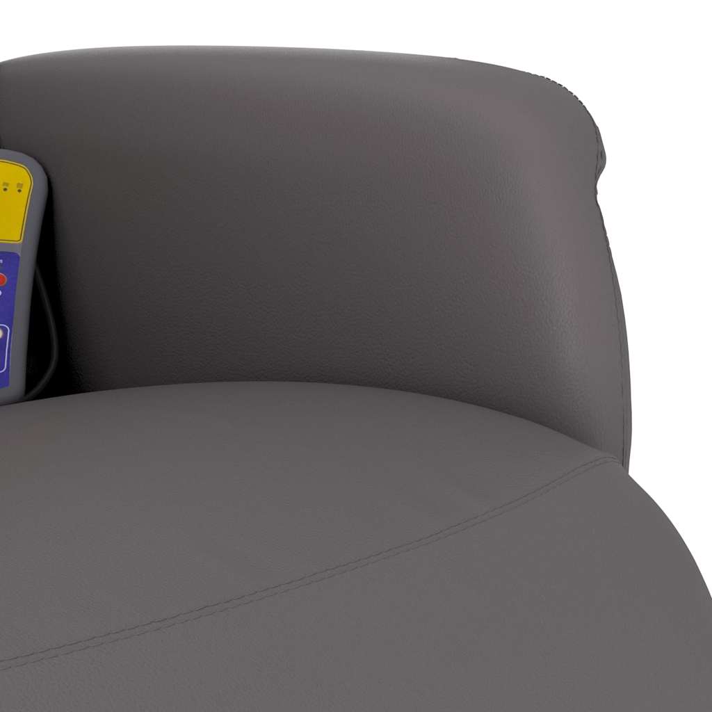 Vidaxl Reclining Massage Chair with Footrest, Grey, Faux Leather