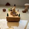 Wooden Carousel Music Box Retro Ornaments Cartoon Hand Cranked Musical Box for Christmas Birthday Gifts Desk Decoration Ornament