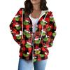 Women's Casual Fashion Long Sleeve Zipper  Printed Hooded Sweatshirt