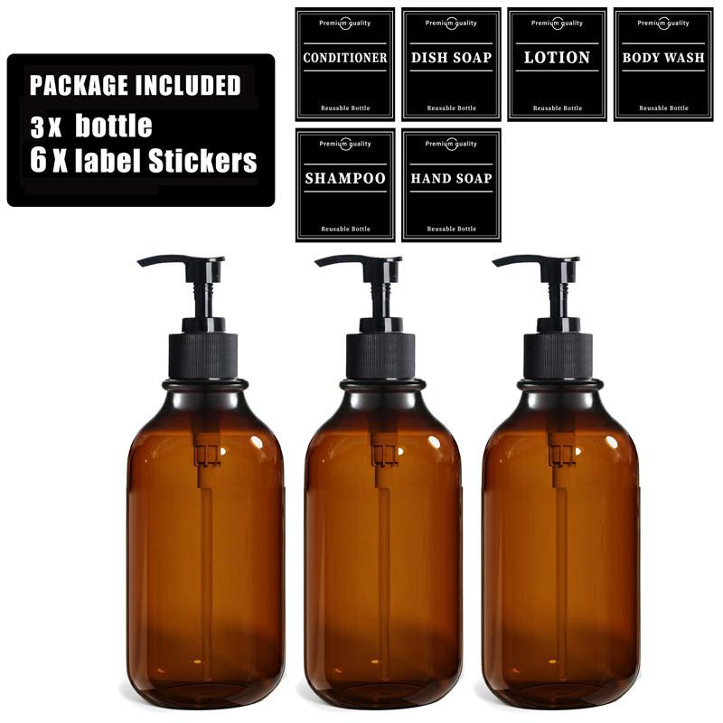 500ml Shampoo Conditioner Bodywash DIspenser Bottle Wall Mounted Bathroom Farmhouse Decor Soap Bottle with Sticker