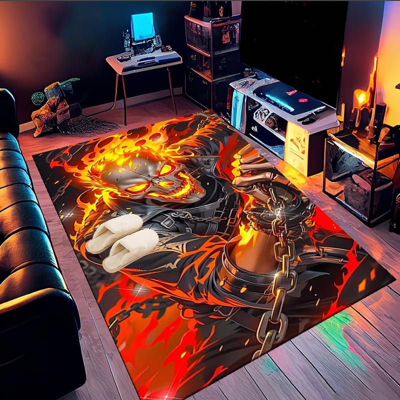 Ghost-Rider On Fire Area Rug Suitable for Indoor And Outdoor,Carpets for Kitchens, Homes, Offices, Living Rooms,Home Decor,Christmas Gift