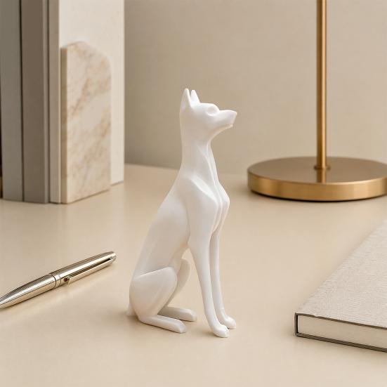 Yousheng 3D Printed Sitting Dog Figurine, Modern Minimalist Dog Statue, Animal Sculpture Decoration for Home Office Desk, Gift for