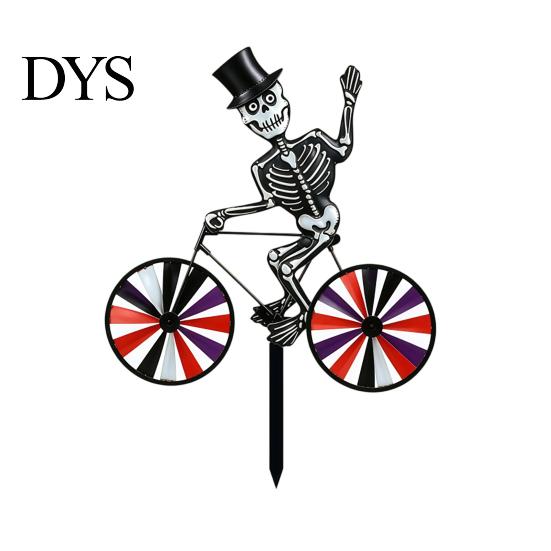 Decorative Stakes for Flower Beds Halloween Wizard/Ghost/Black Cat/Skeleton Bicycle Ground Stake Ornament, Metal Garden Stakes, Gift Lovers