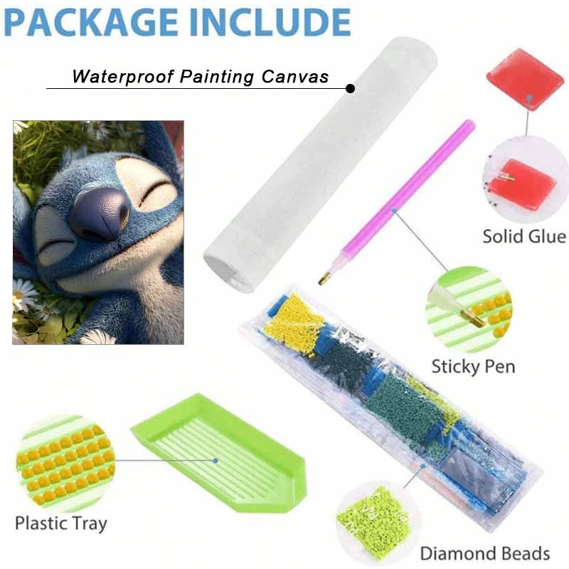 Disney Diamond Painting Kit Stitch 5D DIY, Suitable for Beginners and Craft Lovers, Interior Space Decoration