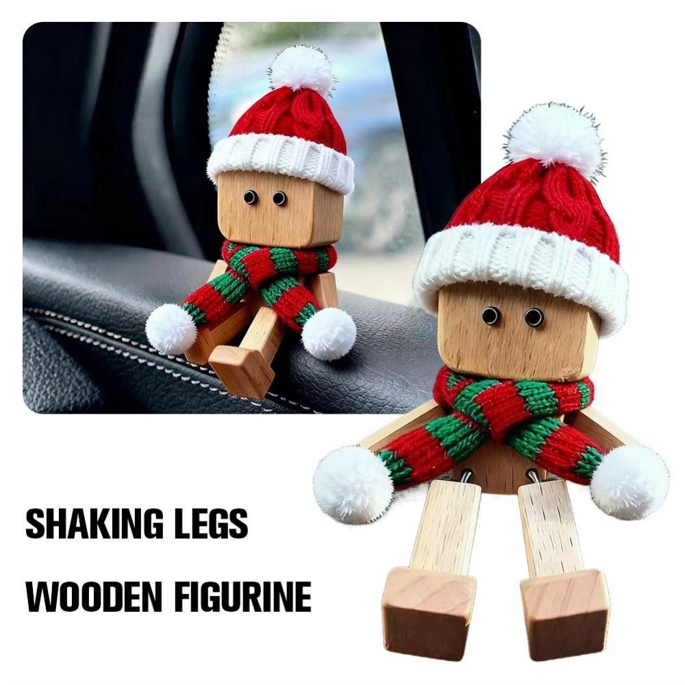 Leg-swinging Christmas Shaking Wooden Man 12 Expressions Leg Shaking Wooden Figure Christmas
