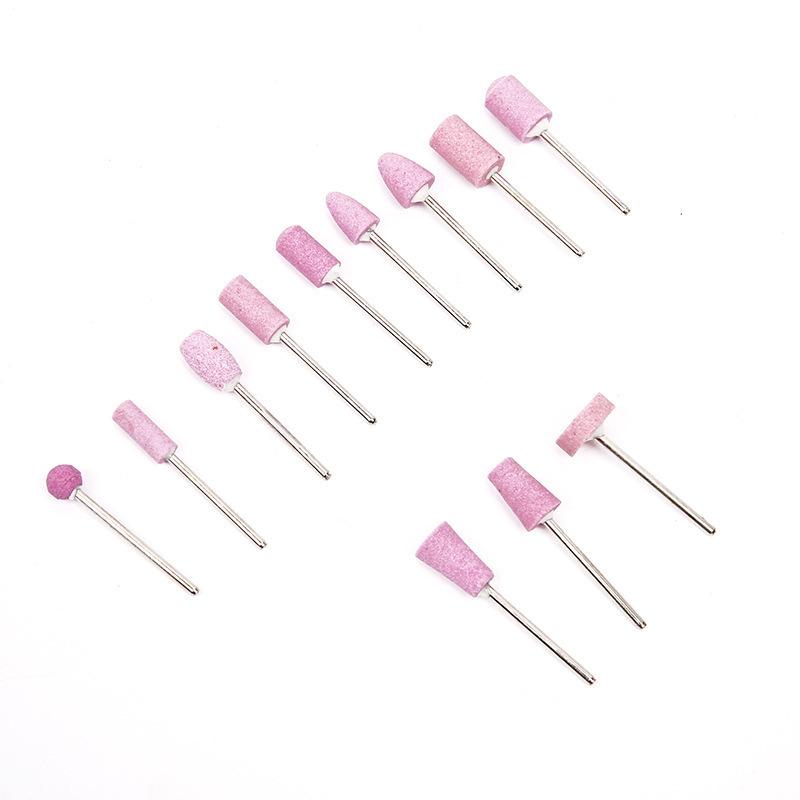 12Pcs Abrasive Polishing Mounted Stone for Rotary Tools Grinding Stone Wheel Head Tools 2.35mm Shank Mini Nail Drill Bit Set