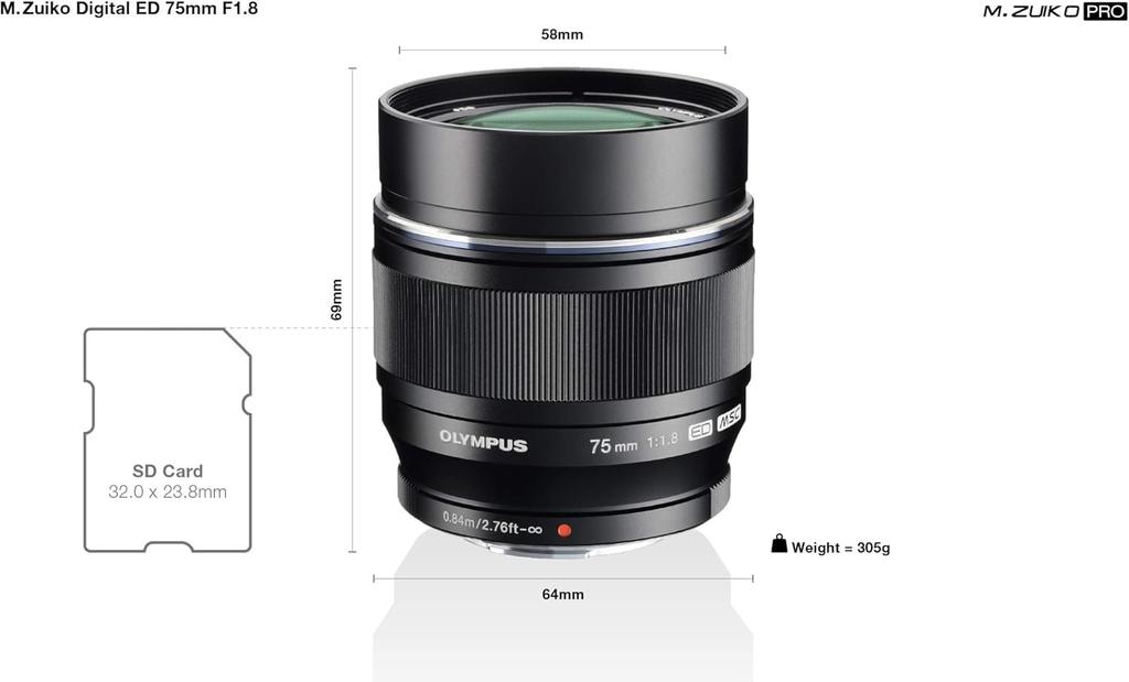 OM SYSTEM M.ZUIKO DIGITAL ED 75mm F1.8 Lens Single Focus Black