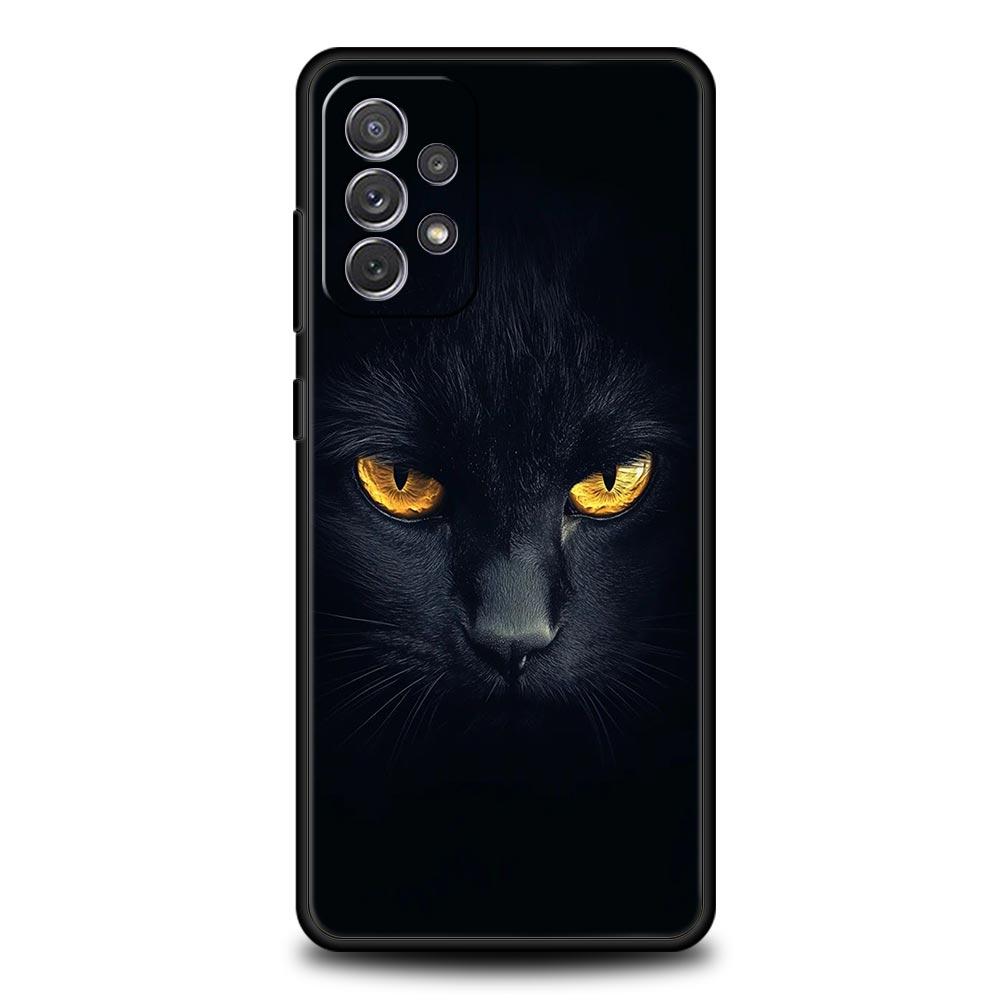 Black Cat Phone Case for Samsung A51 A71 A21S A12 A11 A15 A25 A31 A41 A23 A33 A53 A73 A03S A05S A13 5G A35 A55 Cover