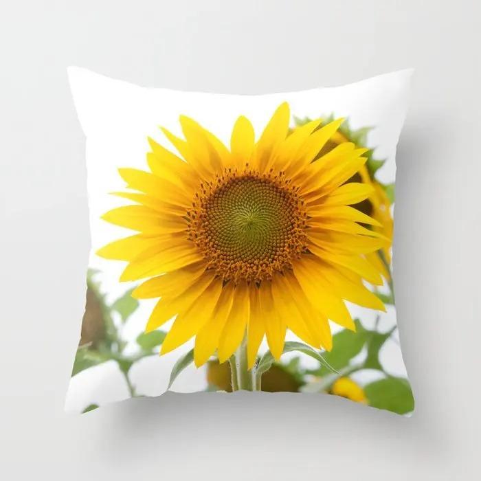Housse de coussin tournesol jaune Peau de pêche Housse de coussin décorative fleurs champêtres Canapé Salon Décoration de maison Housse de coussin décorative 40X40