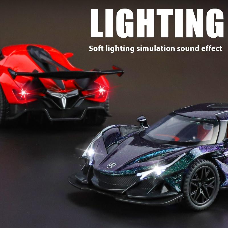 1/32 Apollo IE Sports Car Model Metal Die Cast Body Sound and Light Ornament Children's Toy Car Boys Gift Halloween Toys