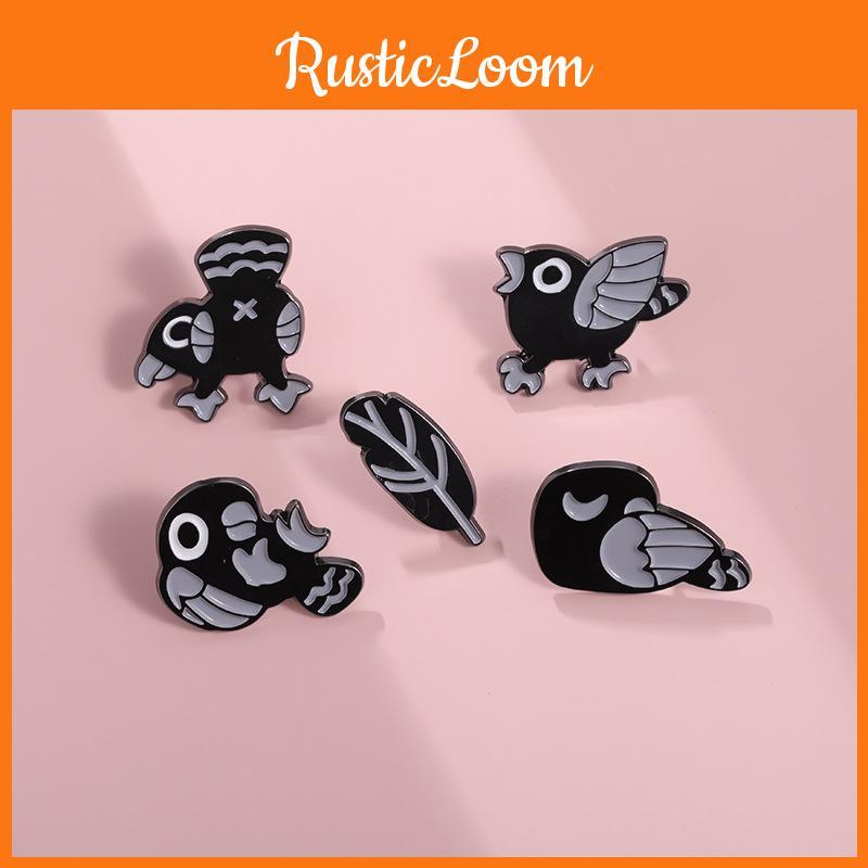 Black Chic Punk Bird Brooch With Creative Cartoon Design Eyecatching Decorative Alloy Pin All For