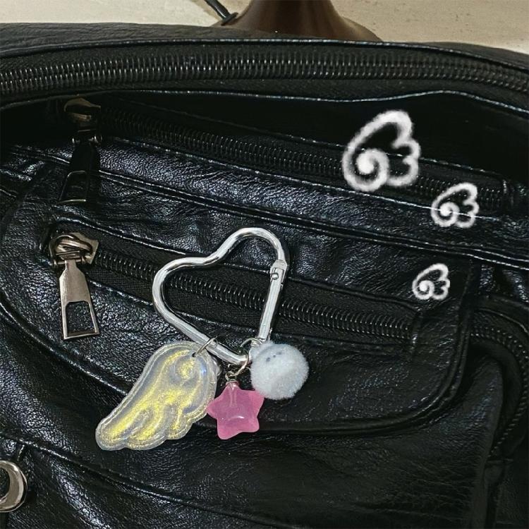 Stylish Japanese Magical Girl Star Keychain Lightweight Sturdy Star Keyring with Retro Y2K Magical Girl Design