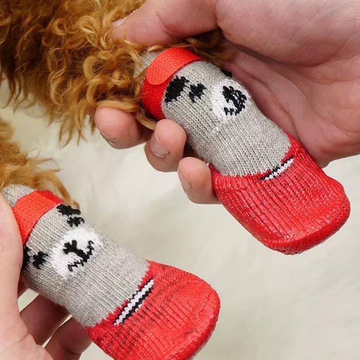 Calcetines impermeables para mascotas, perros y gatos: Zapatos de Goma Antirrayas para Todas las Estaciones para Perros Pequeños y Ositos de Peluche, Ajuste Seguro, No se Caerán