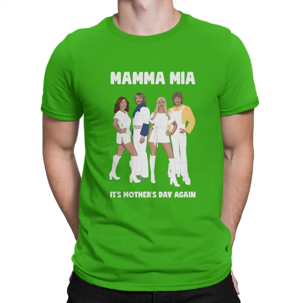Fashion Mamma Mia Music T-Shirts for Men Round Neck 100% Cotton T Shirt A-ABBA Band Short Sleeve Tee Shirt Birthday Present