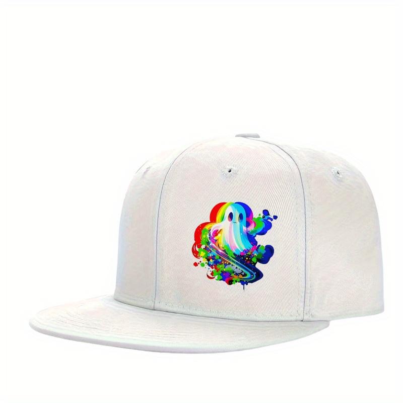 Яркая Триповая Графика Призрака Кепка с Прямым Козырьком Полиэстер Взрослая Повседневная Бейсболка Регулируемая Snapback One Size