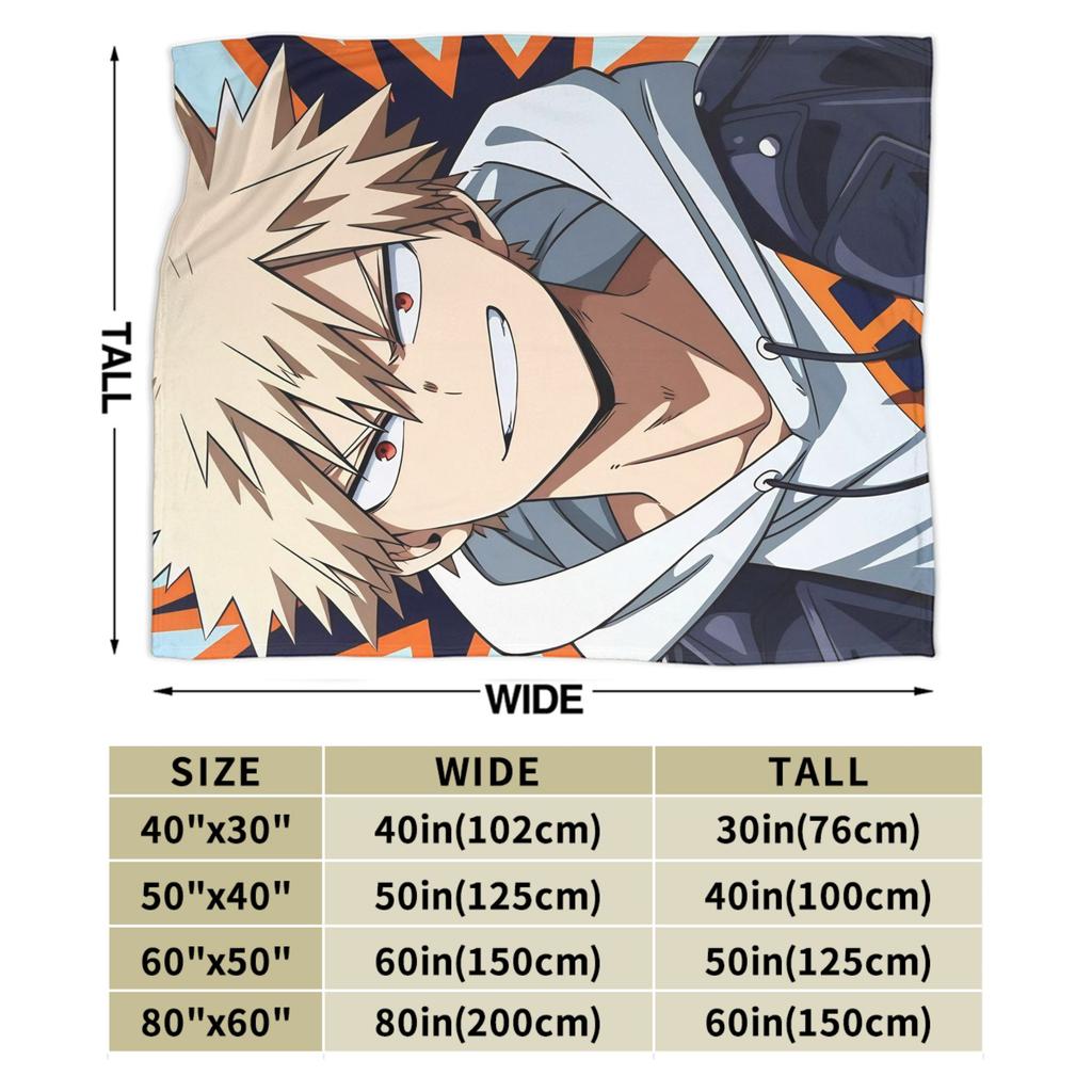 Katsuki Bakugo Anime  Blanket  Warm Soft Funny Plush Bedding Throws For Home Decor Travel Office Flannel Bedspread Bed Cover