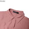 ZANZEA Women Casual Turn Down Collar Solid Color Loose Half Sleeve Long Dress
