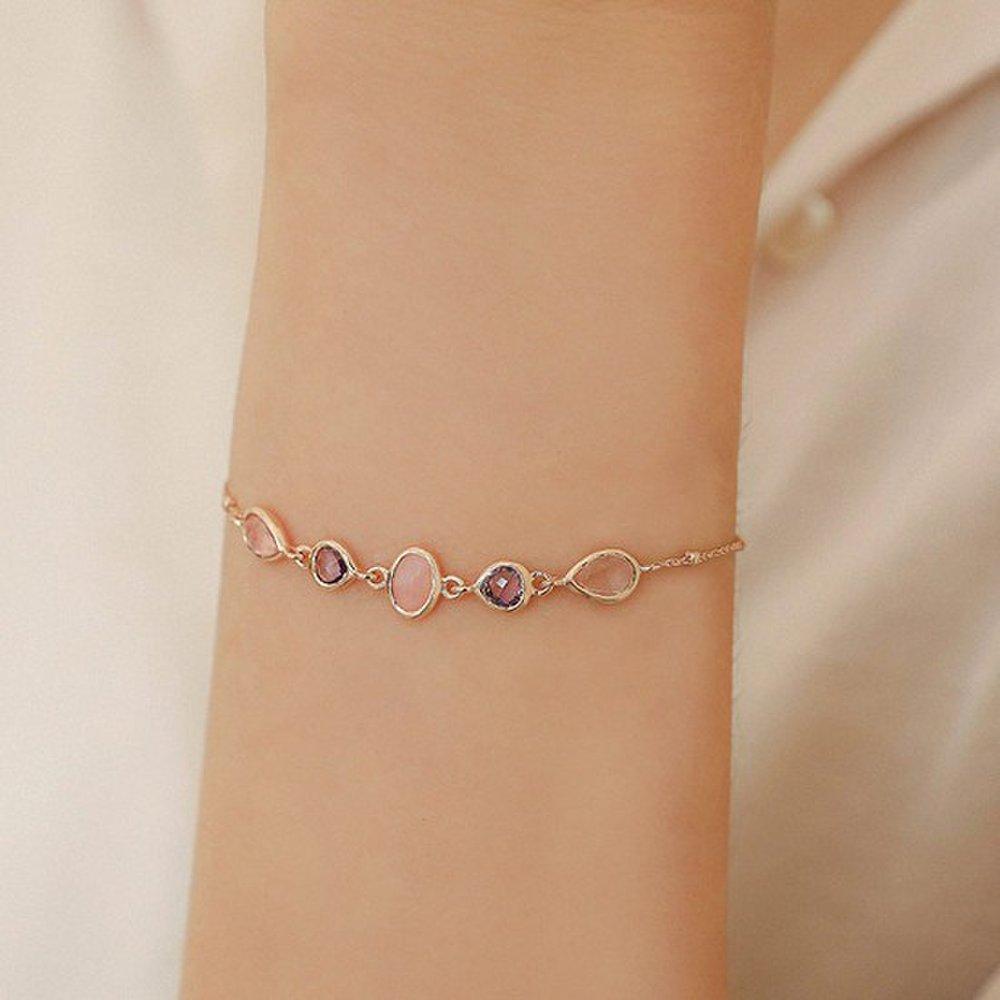 J.Lauren Rose Gold Amethyst Gemstone Cubic Silver Bracelet B0941