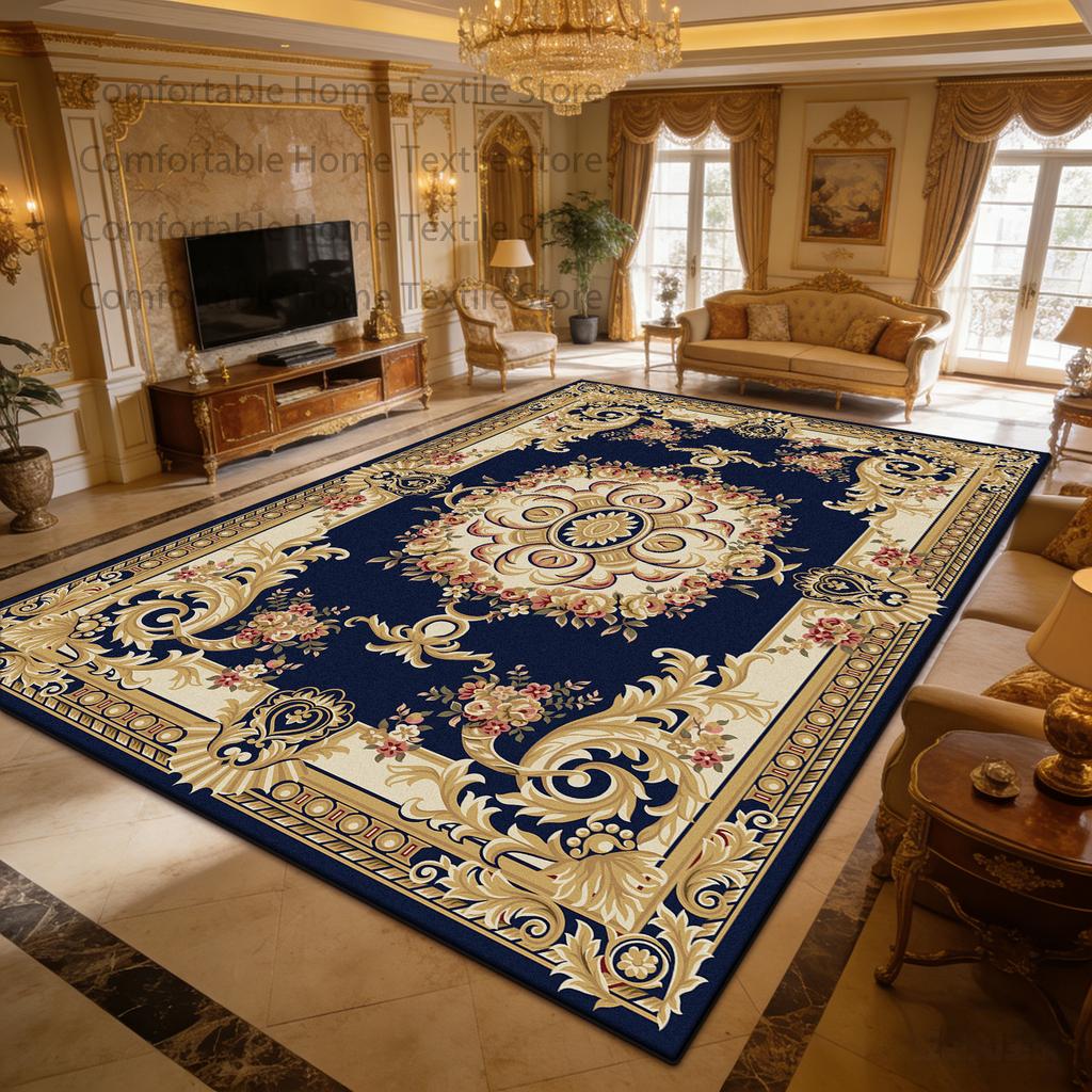 European Palace Style Antiskid Living Room Carpet Decoration Bedroom Luxury Fluffy Rug Easy Clean Foldable Soft Coffee Table Mat