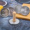 Cookie Stamps Round Metal Cookie Press Cutter Mold with Wooden Handle Biscuit Fondant Pastry Cutter Baking Accessories Tool