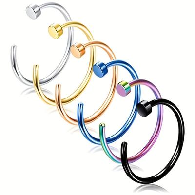 1pcs Stainless Steel Hoop Nose Ring 18G 20G Simple Style Ear Nail Nostril Body Piercing Jewelry 6mm 8mm 10mm 12mm