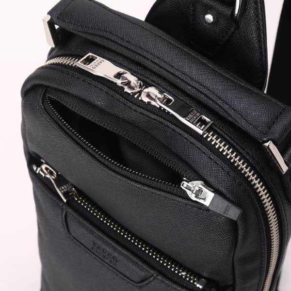 Takeo Kikuchi Men's Slim-Density One-Shoulder Bag (G8701062) in Saffiano-Style Black (019) 00 (FREE)