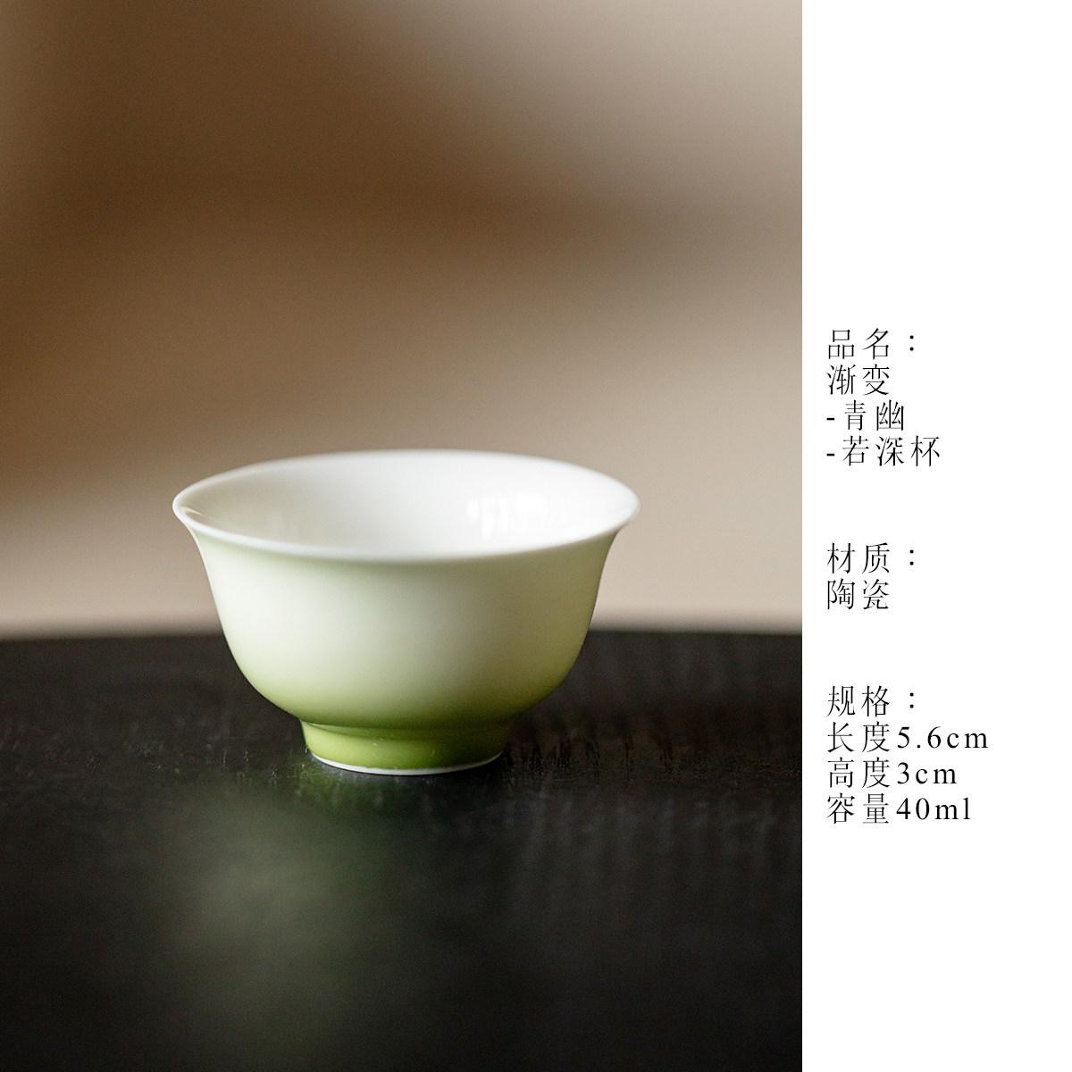 

2pc/lot Gradient Green Round-edged Teacup Antique Tea Bowl Cup For Tea Tea-tasting Smelling Cup Chazhan Master Cups Cha 40ml As Your Choose