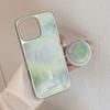 Fresh Green Marble Pattern for Apple 15 Promax Mobile Phone Case for IPhone 16 Electroplated Magnetic Stand 13 Hard
