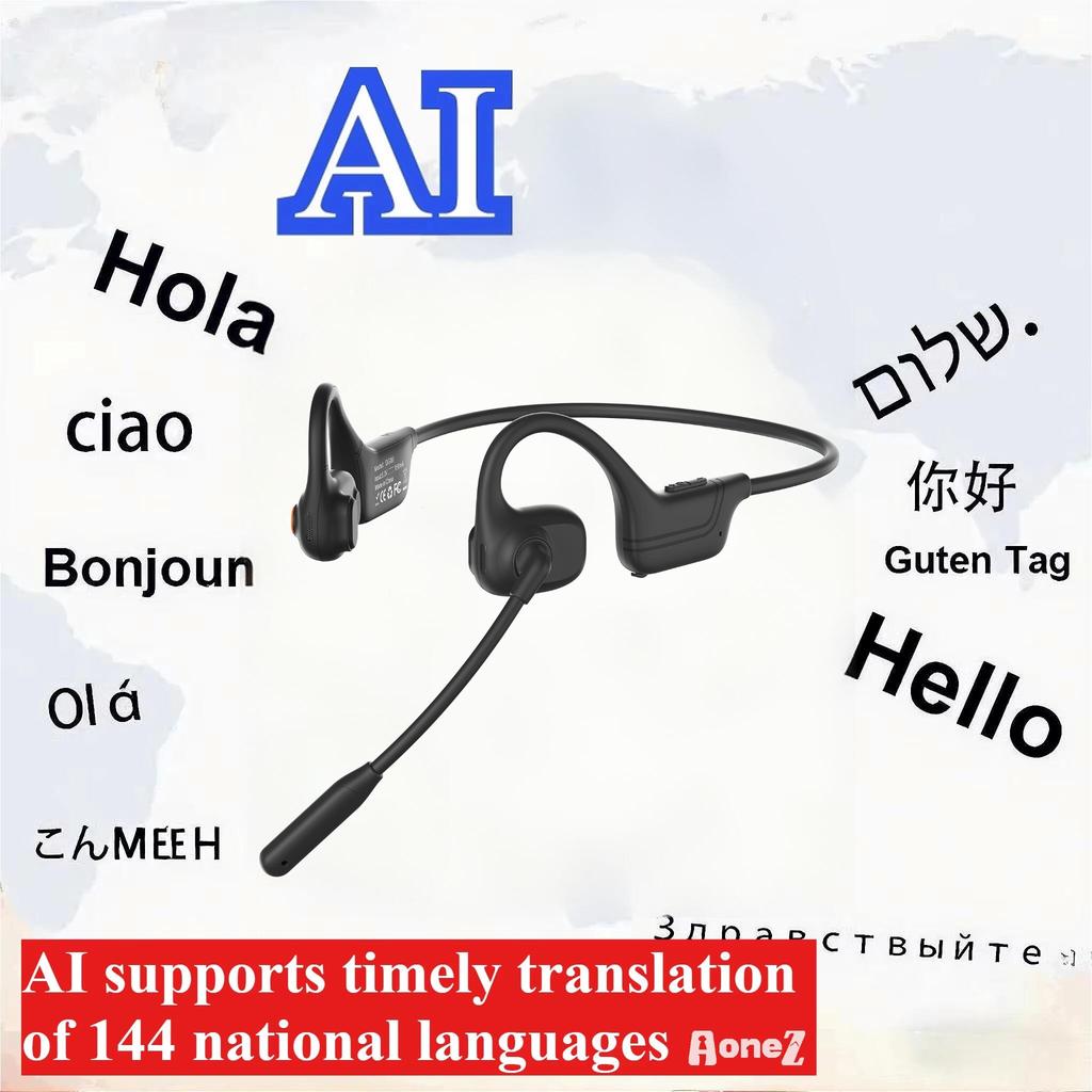 Portable Open Ear Headphones Sports AI Translator Noise Cancelling Mic BT 53 Quick Charge IPX5 Waterproof for Running Gym