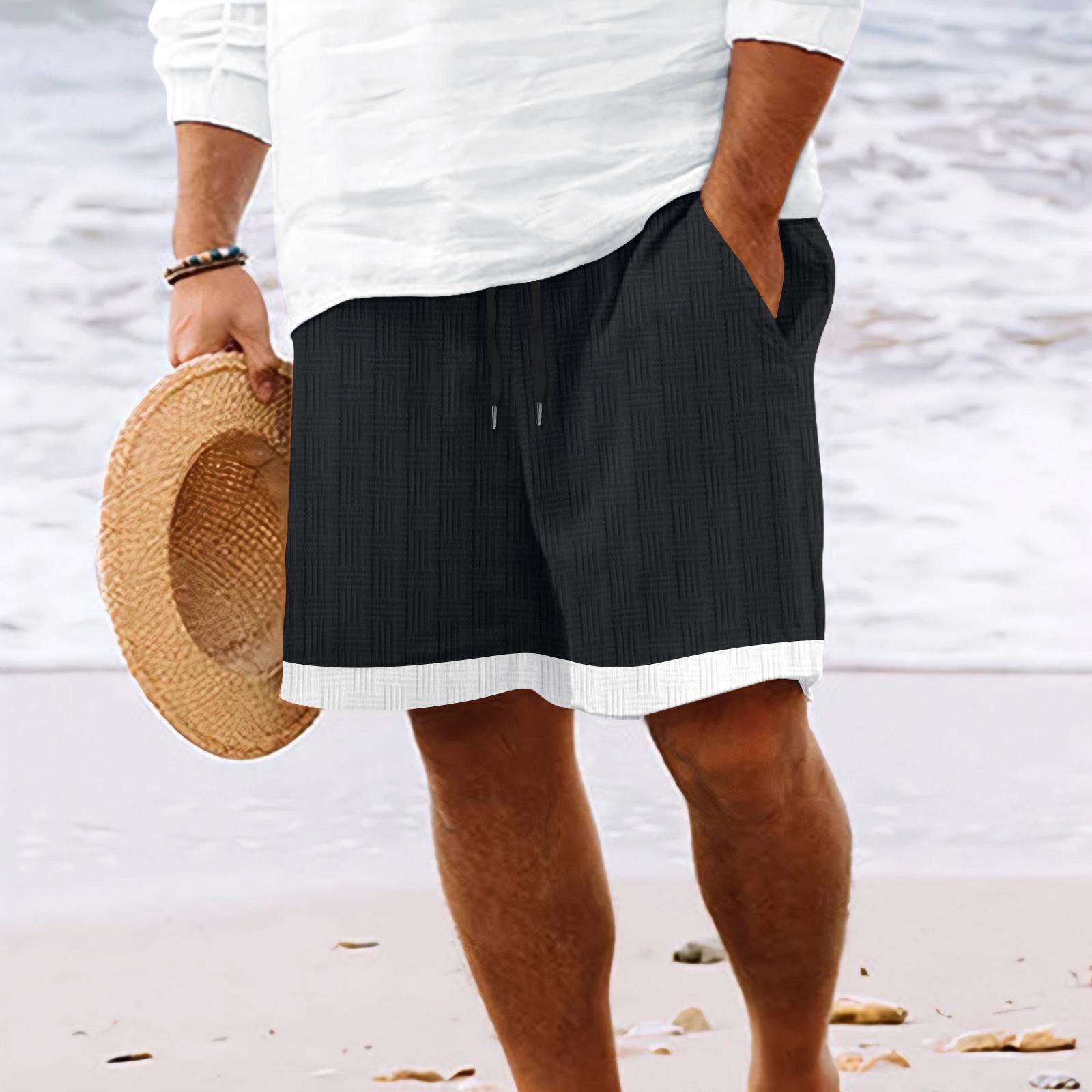 Мужские повседневные стильные полосатые разноцветные пятикарманные брюки / Мужские дышащие пляжные шорты на кулиске L
