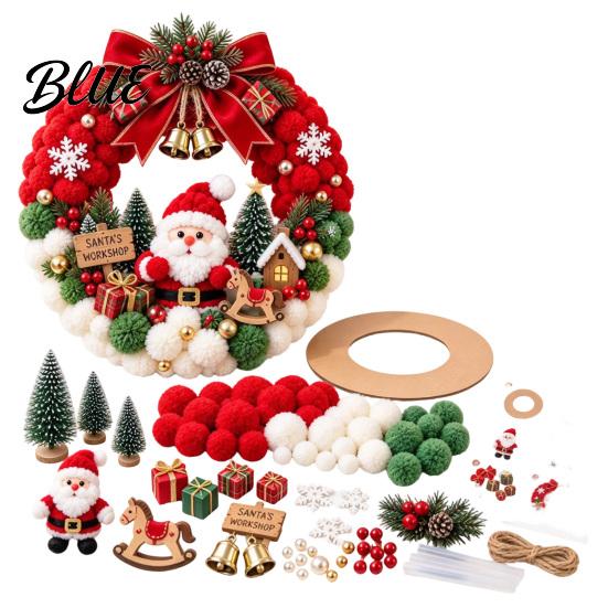 Beginner Craft Sets with Plush Kit Pom-Pom Wreath DIY Christmas Pompom Making Kit Balls Art