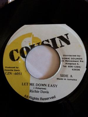 7inch Record RICHIE DAVIS  Let Me Down Easy CZN6051 Cousin Jamaica Reggae Ska  Dub Used