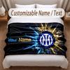 Inter Milan Printed Flannel Blanket Custom Name Text Soft Warm Throw For Bedroom Holiday Gift
