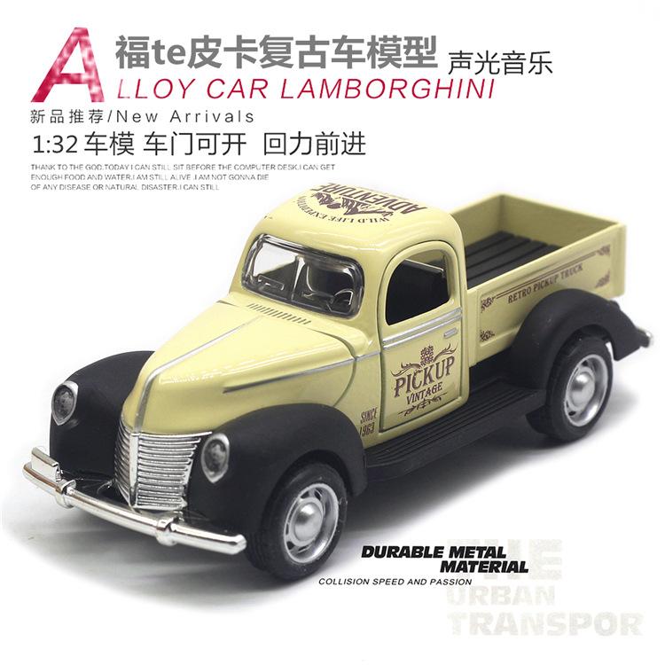 

1:32 Gold Fute 3 Pickup Classic Classic Car Simulation Model Sound And Light белый