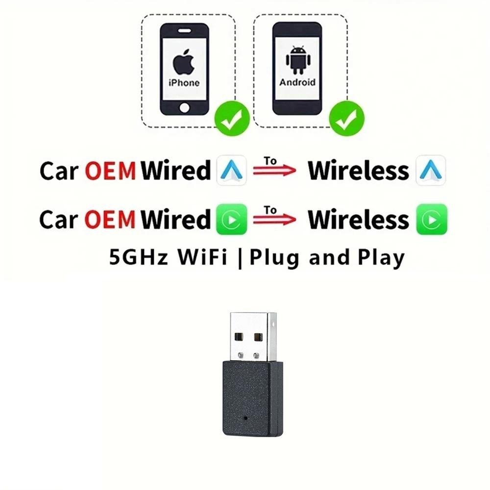 

EKIY 2in1 Wireless CarPlay Adapter Wireless Android Auto Dongle AI Smart Box Car Intelligent Systems For Car With Wired CarPlay EC03-GS
