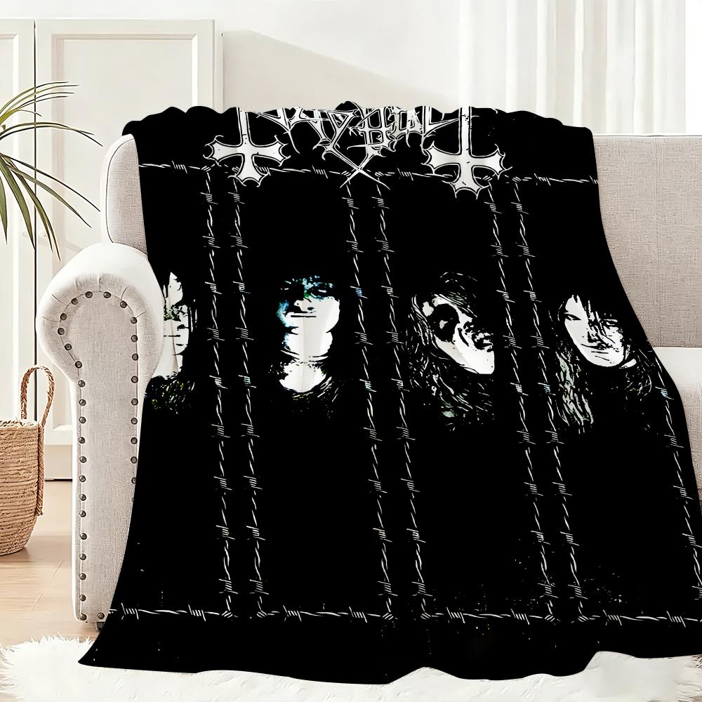 Mayhem Band Throw Lightweight 240g Flannel Blanket Soft Skin-friendly for Summer Cooling 75x90cm