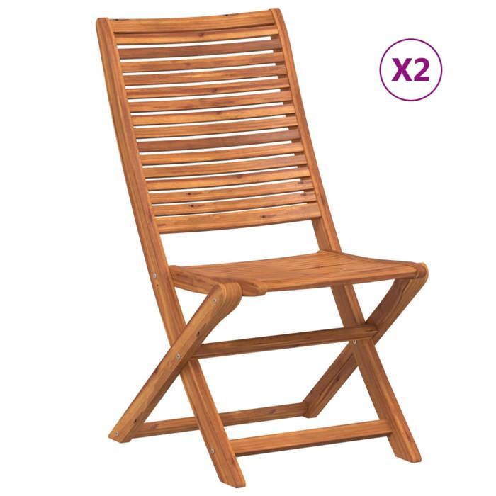 VidaXL Folding Garden Chairs Set of 2 Solid Acacia Wood, Garden Chair, Outdoor Seat, Outdoor Chair, 367696