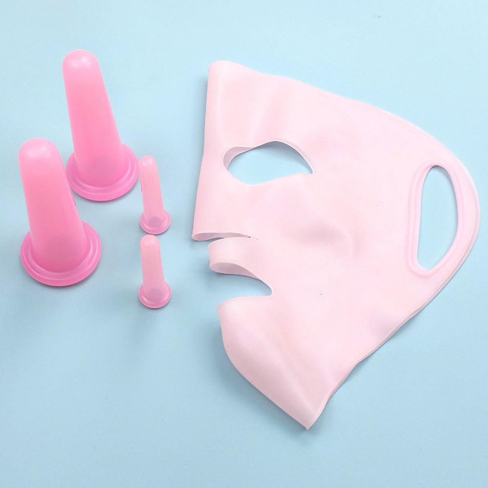 

Silicone Vacuum Cup & Silicone Face Mask Holder Set Suction Cups Massage Facial Massage Body Face Neck Massage Face Massager