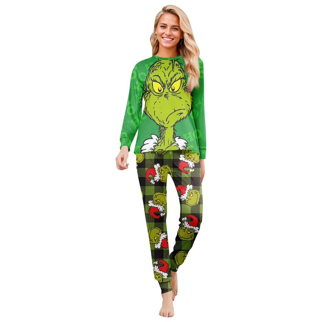Christmas Print Cute Family Set Pajamas, Home Clothes, Family Set Long Sleeve Top Pants Set