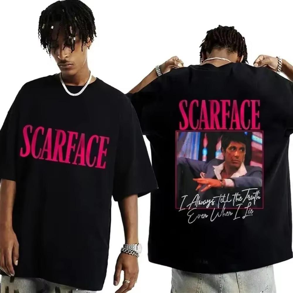 2024 Film Scarface Tony Montana Grafika Męski T-shirt Męska Moda Hip Hopowa Odzież Rockowa T-shirty Męski Vintage Oversize T-shirt