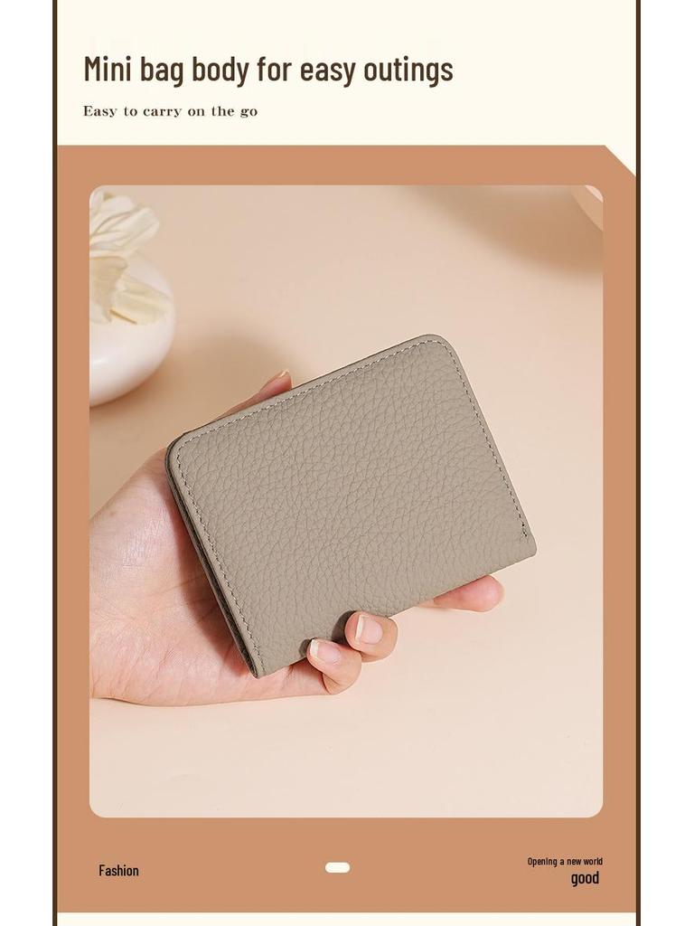 Women's RFID Mini Cowhide Wallet: Ultra-Thin Genuine Leather Anti-Magnetic Card Holder & Coin Purse