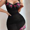 European and American Style Sexy Pajamas Mesh Erotic Underwear Perspective Temptation Embroidery Female Customization