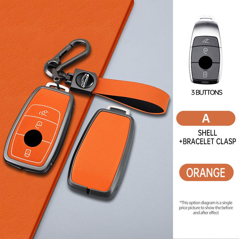 Styling Mouldings 3/4 Button Zinc Alloy Key Fob Cover Case For 2019 2020 Mercedes-Benz A220 E63S AMG E-Class GLE 350 4MATIC E300