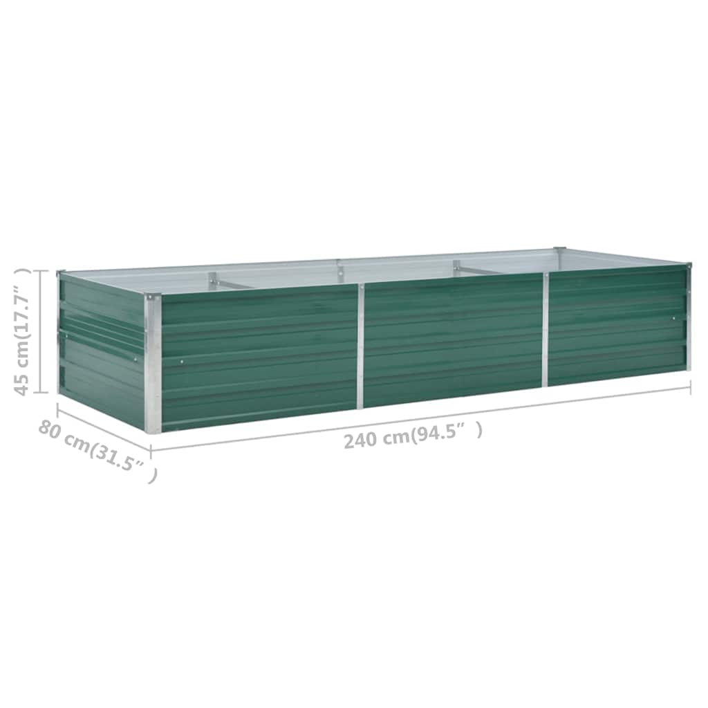 Garden Raised Bed Galvanized Steel 240 X 80 X 45 Cm Green